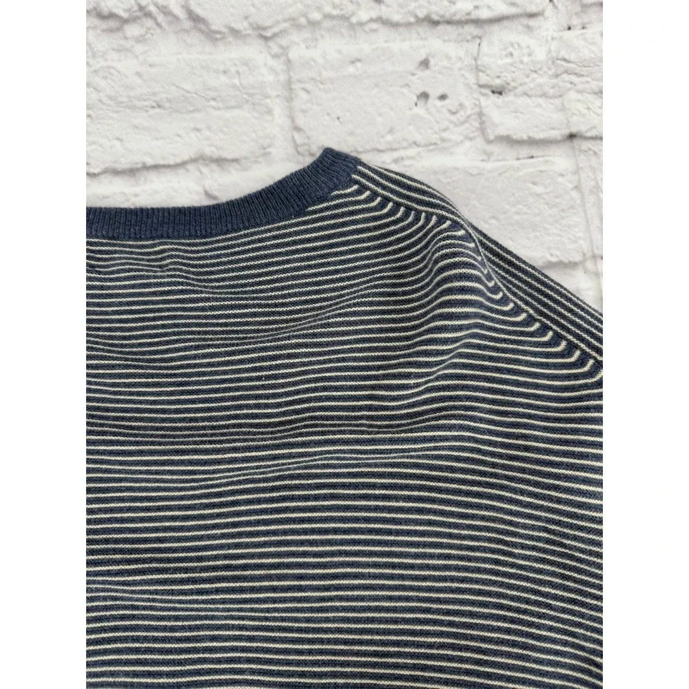 J.Crew Men's Striped CottonCrewneck Sweater Pullover Long Sleeve Blue White‎ XXL